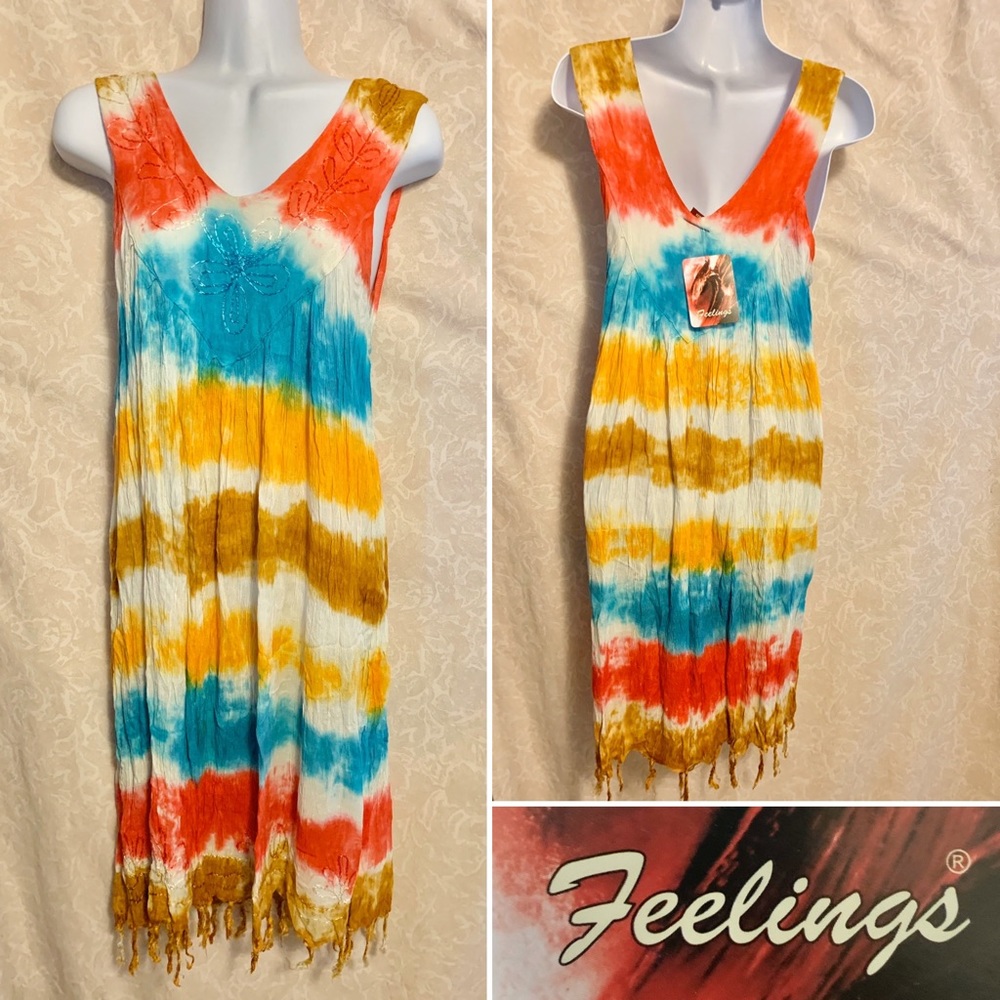 NWT Feelings Ombré Tie Dye Crinkle Dress